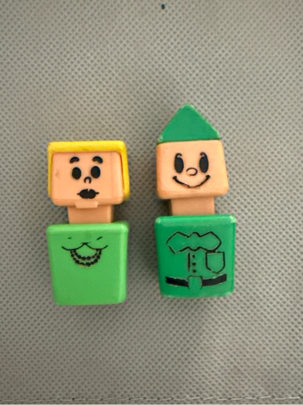 Playskool Little People Familiar Places Square Head Man and Lady Vintage